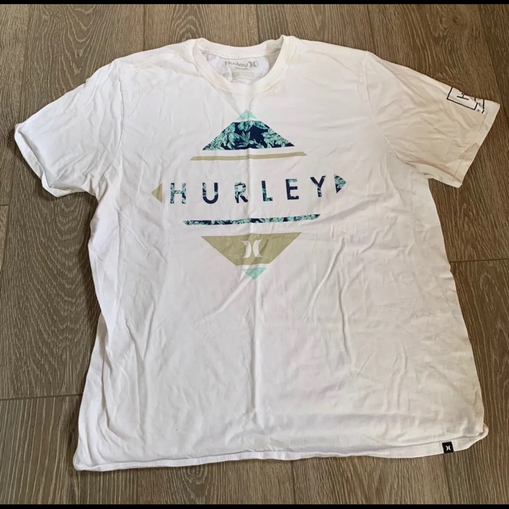 Hurley Tee Shirt Mens XL White Logo Extra Large Floral